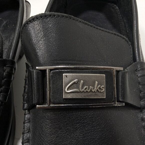 Clarks men's black soft leather moccasin Loafers dress shoes size 45/ US 11.5 - Picture 4 of 8
